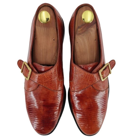NEW Exotic Teju Lizard Monk Strap Loafers Mens 11.5 PALOMINO Dress Shoes Mexico - Picture 9 of 14
